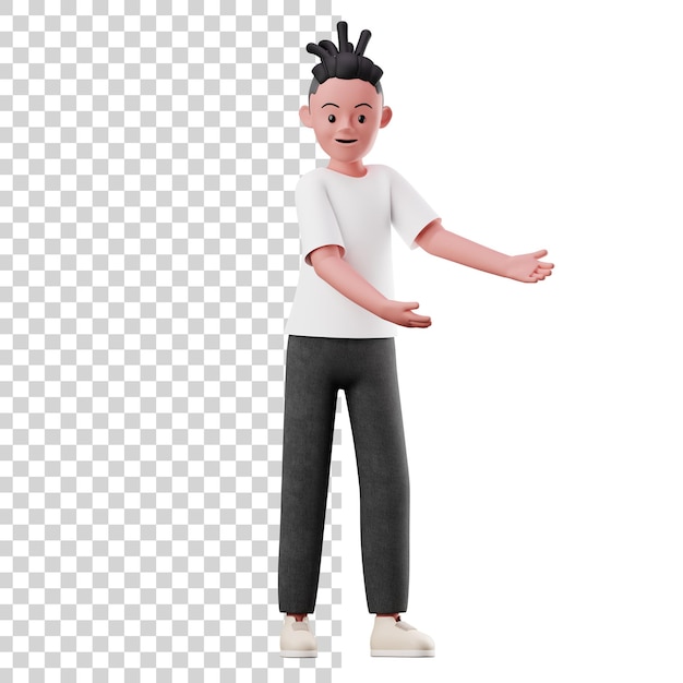 PSD personaje masculino 3d mostrando algo pose