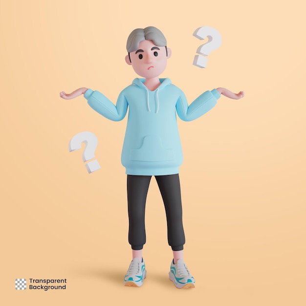 el personaje masculino 3d no tiene idea