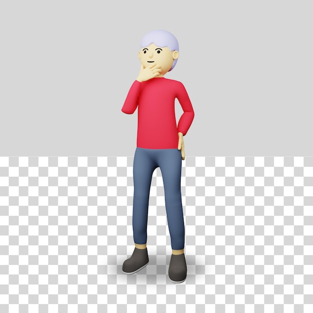 Personaje masculino 3D pensando en una idea