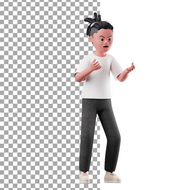 Personaje masculino 3d con pose enojada