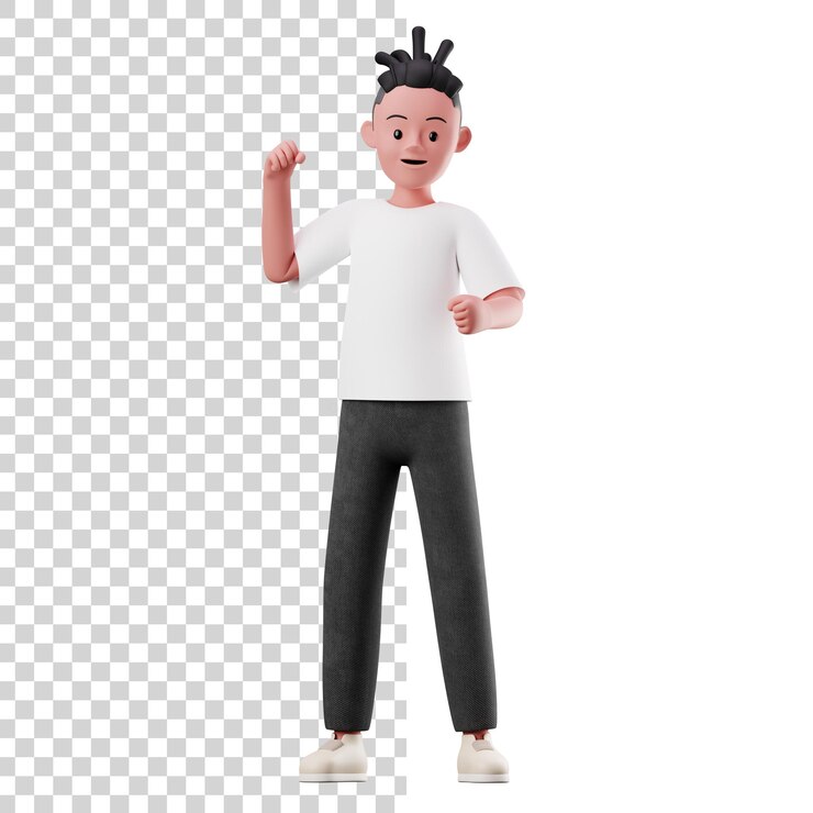 PSD personaje masculino 3d con pose feliz