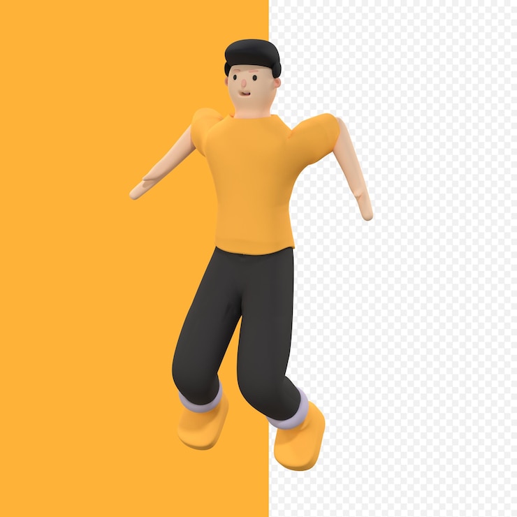PSD personaje masculino 3d con pose lista para moverse.