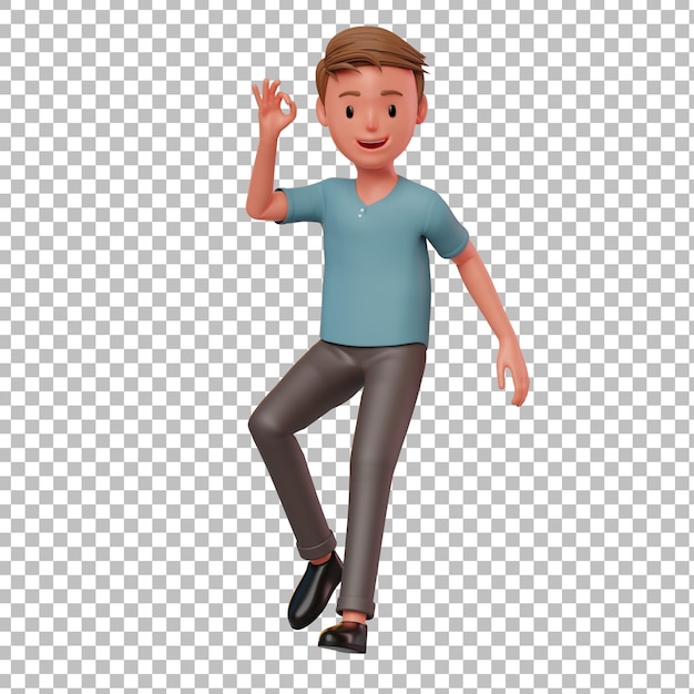 Personaje masculino 3d con pose ok