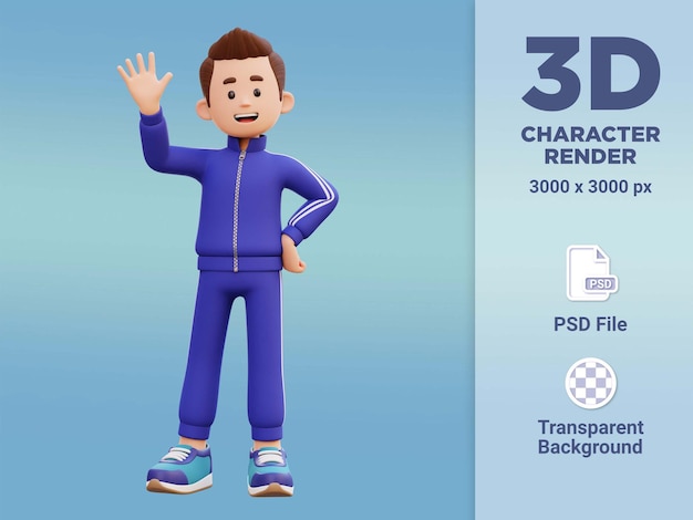 PSD personaje masculino 3d que agita