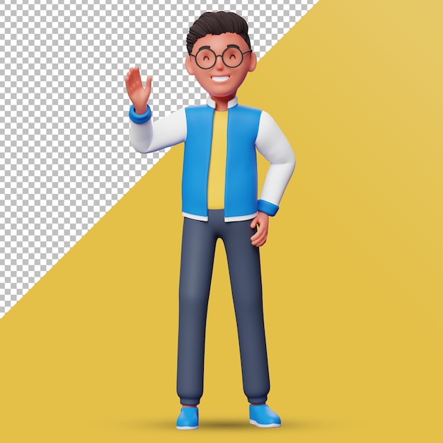 PSD personaje masculino 3d que agita