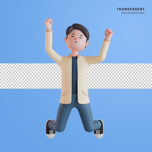 personaje masculino 3d saltando en el aire