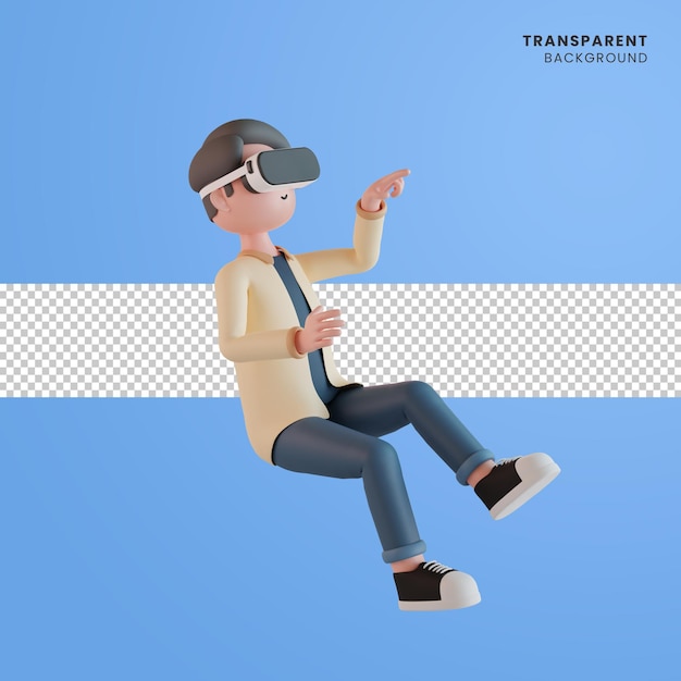 personaje masculino 3d usando gafas vr