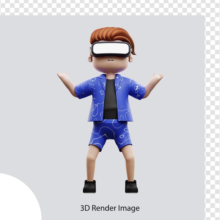 PSD personaje de metaverso de ilustración 3d con realidad virtual, para web, aplicación, infografía, aplicación