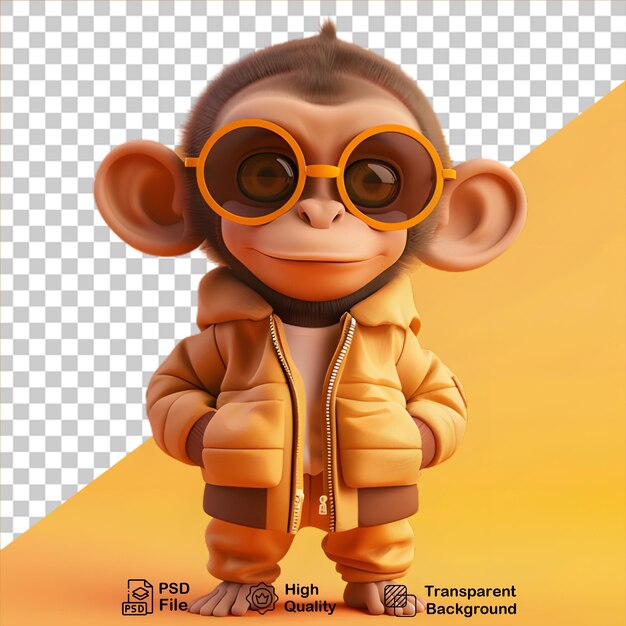 PSD el personaje de mono 3d aislado en un fondo transparente incluye un archivo png