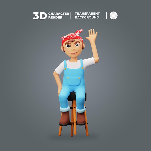 Personaje de mujer 3D sentado