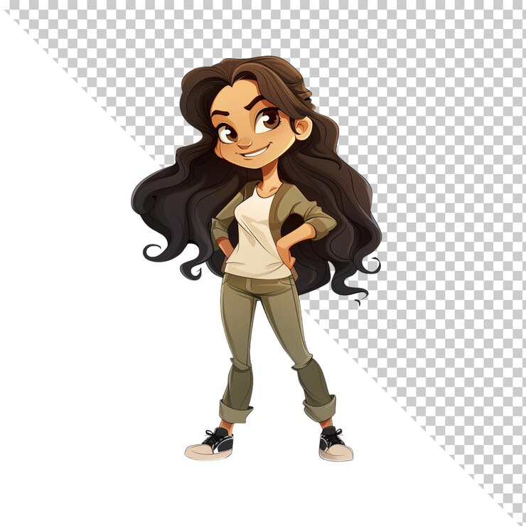PSD personaje de niña aislado en un fondo transparente