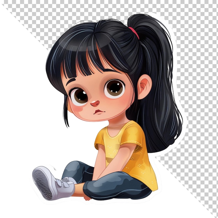 PSD personaje de niña aislado en un fondo transparente