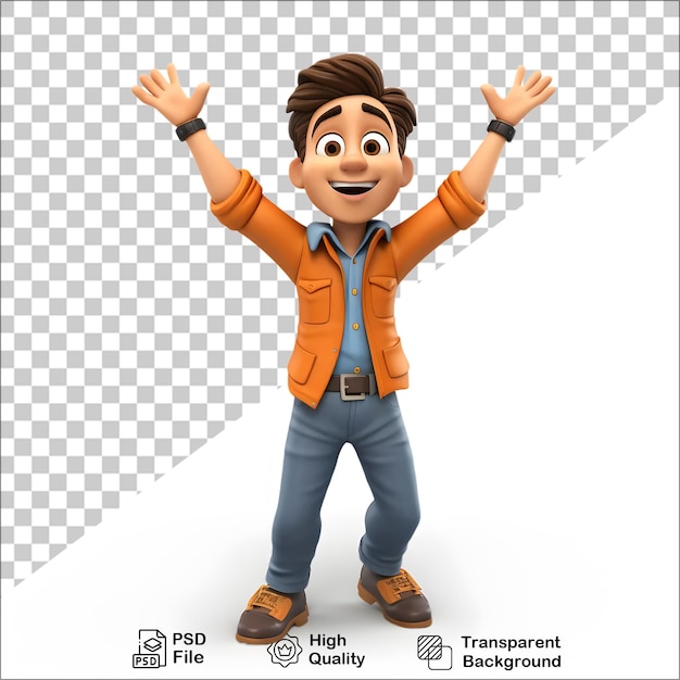 PSD personaje de niño joven en 3d aislado en un fondo transparente