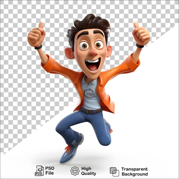 PSD personaje de niño joven en 3d aislado en un fondo transparente