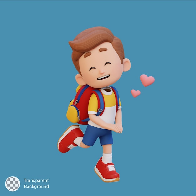 Personaje de niño lindo en 3D enamorado