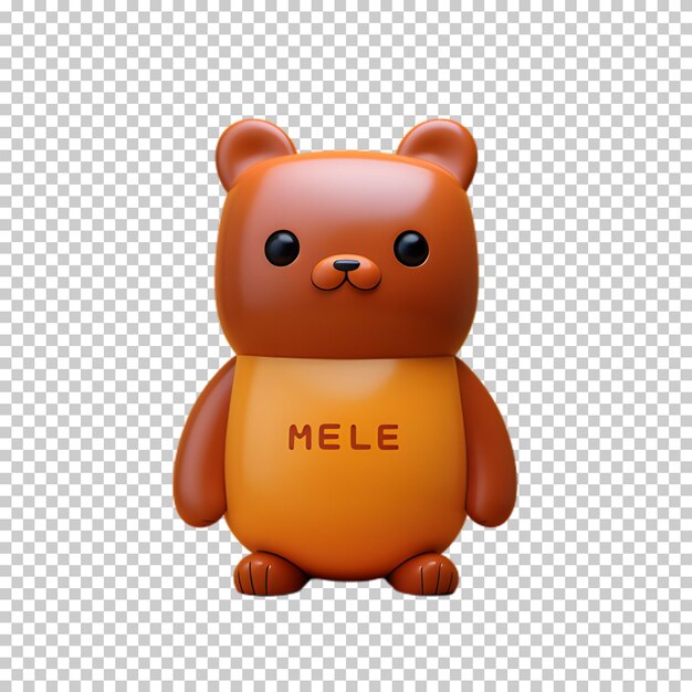 PSD personaje de oso 3d aislado sobre fondo transparente