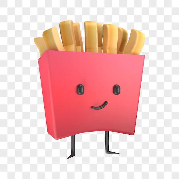 PSD personaje de papas fritas de ilustración 3d