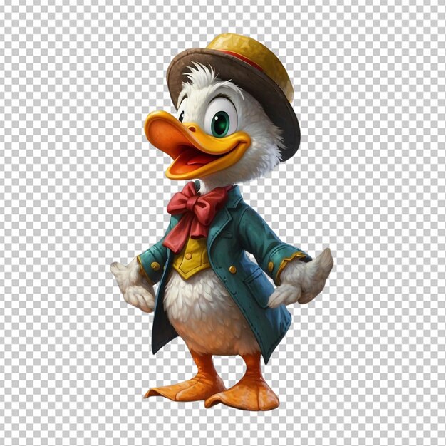 PSD personaje de pato con ropa elegante y una sonrisa