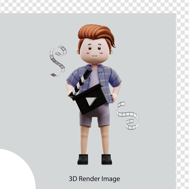 Personaje de renderizado 3d viendo películas, usado para web, aplicación, infografía