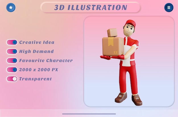 Personaje de repartidor de renderizado 3d