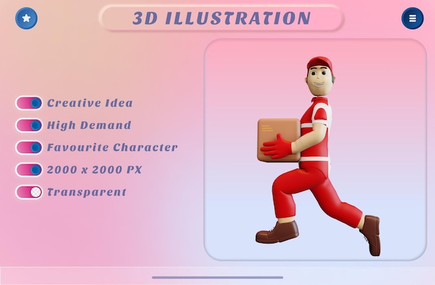 PSD personaje de repartidor de renderizado 3d