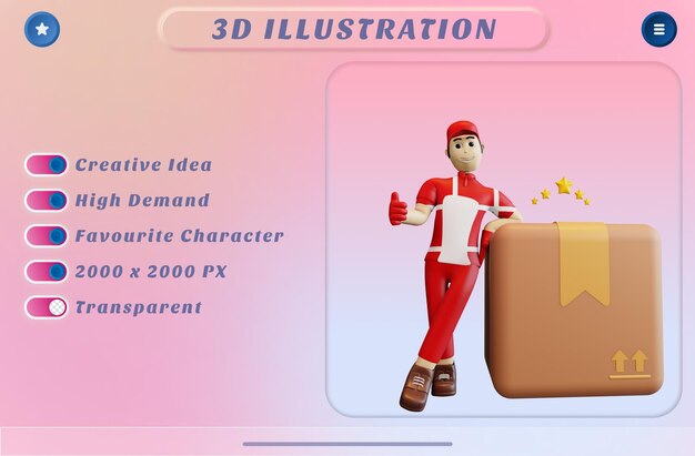 Personaje de repartidor de renderizado 3D
