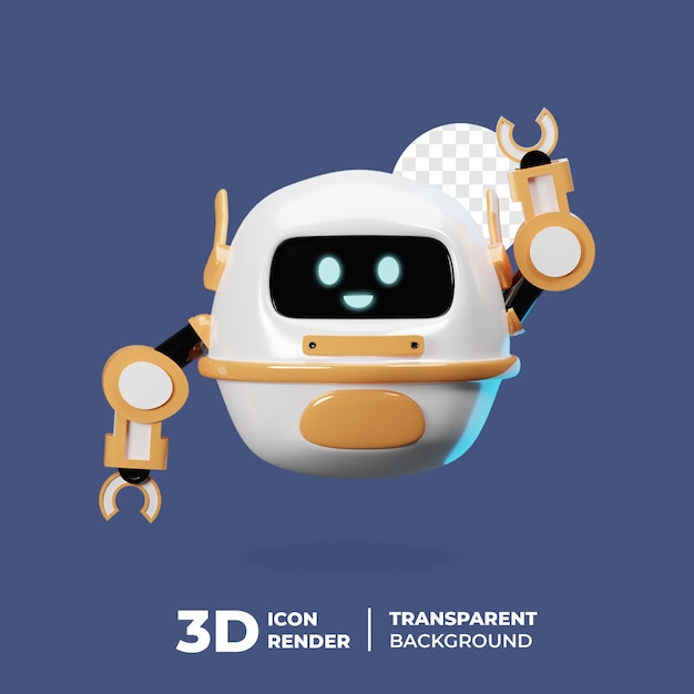 PSD personaje de robot 3d say hai