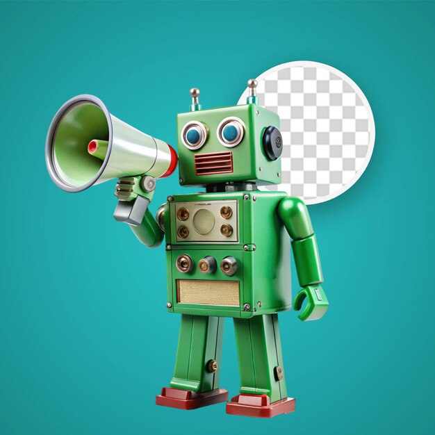 PSD personaje de robot de dibujos animados en 3d con cara sonriente