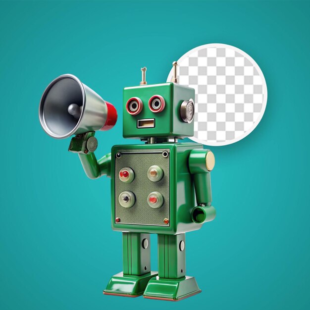 PSD personaje de robot de dibujos animados en 3d con cara sonriente