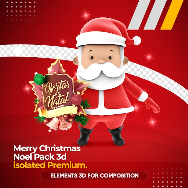 Personaje de Santa Claus en 3d lindo render