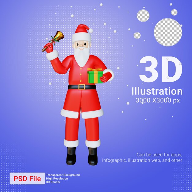 Personaje de santa claus 3d sorprende en un gran regalo