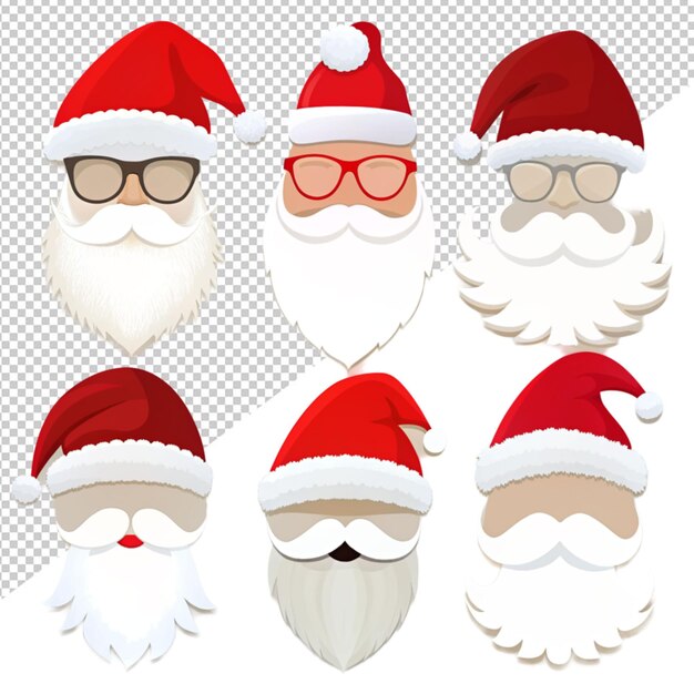 PSD personaje de santa claus con sombreros, máscara, bigote y barba en un fondo transparente