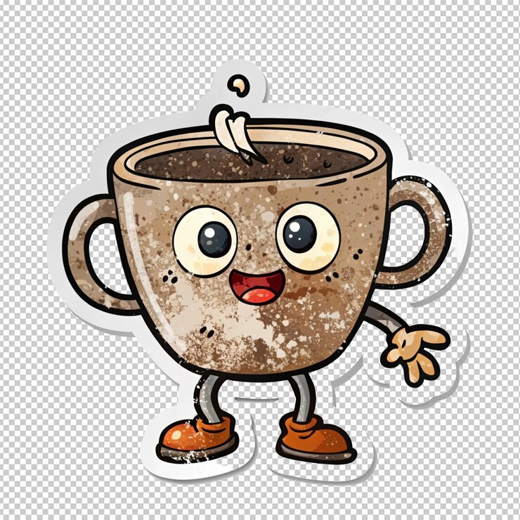 PSD el personaje de la taza de café kawaii