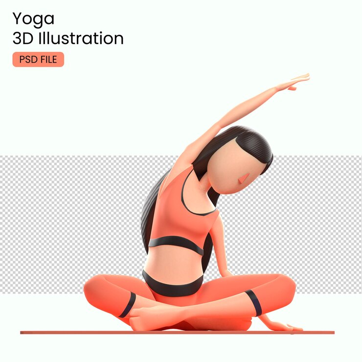PSD personaje de yoga 3d