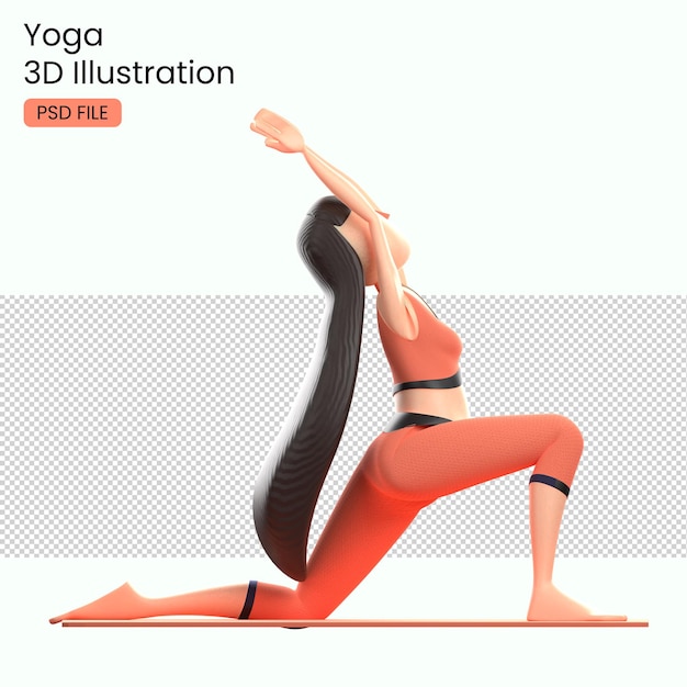 PSD personaje de yoga 3d