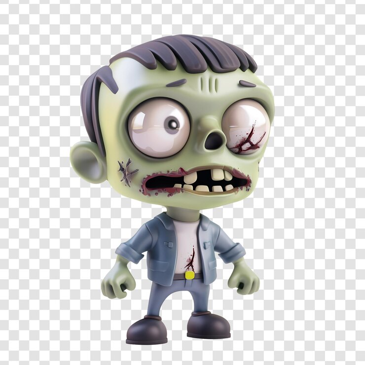 PSD personaje zombie de dibujos animados de halloween en 3d para diseños espeluznantes