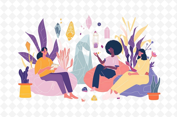 PSD personajes arcanos que practican la adivinación el diseño es espiritual ilustración plana arte temático del festival