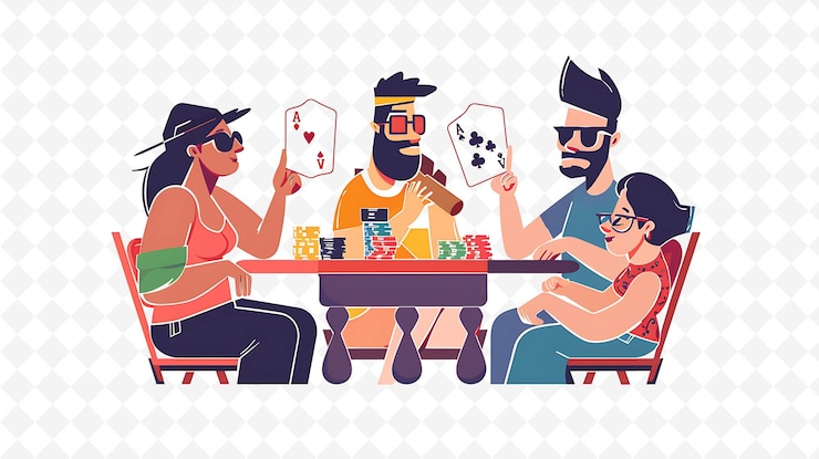 PSD los personajes de cíclopes jugando a las cartas el diseño es casual y relajante ilustración plana arte temático del festival