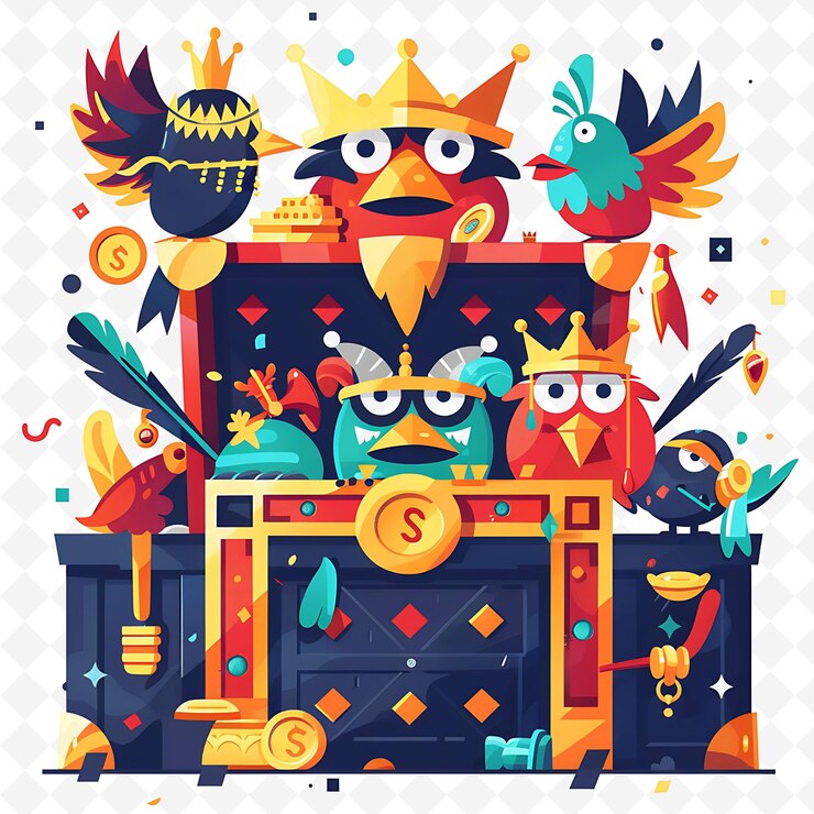 PSD los personajes de la harpia robando tesoros el diseño es codicioso y mate plano ilustración del festival arte temático