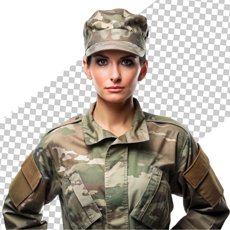 PSD el personal militar femenino de png aislado en un fondo transparente