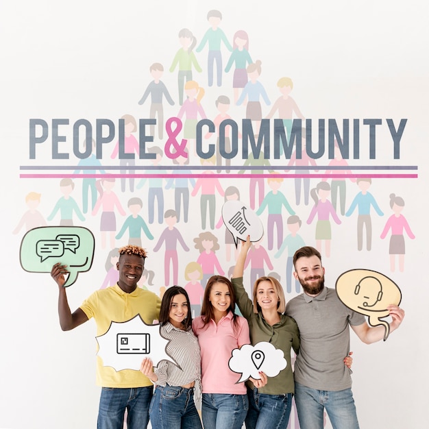 Persone e comunità con bolle di chat