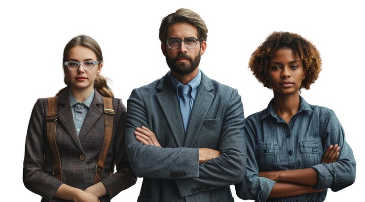 PSD persone psd di diverse professioni isolate su uno sfondo bianco