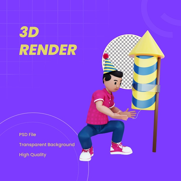 PSD le personnage 3d allume un pétard