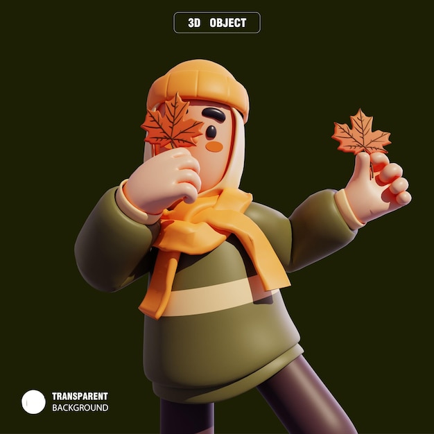 PSD personnage 3d automne