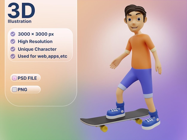 Le Personnage 3d Fait Du Skateboard