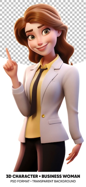 PSD personnage 3d femme d'affaires secrétaire professeur