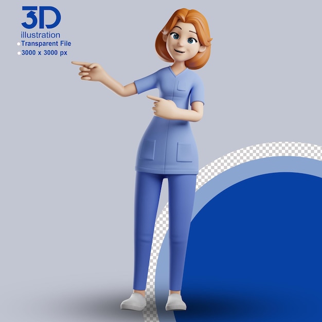 Personnage 3d Infirmière Illustration 3d Personnage De Dessin Animé Images Png