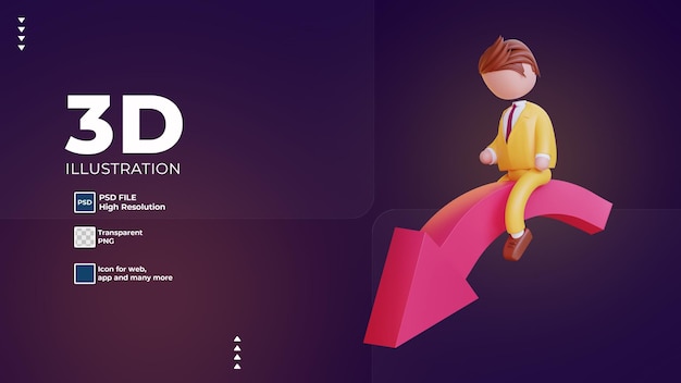 personnage 3d de l'investissement en faillite