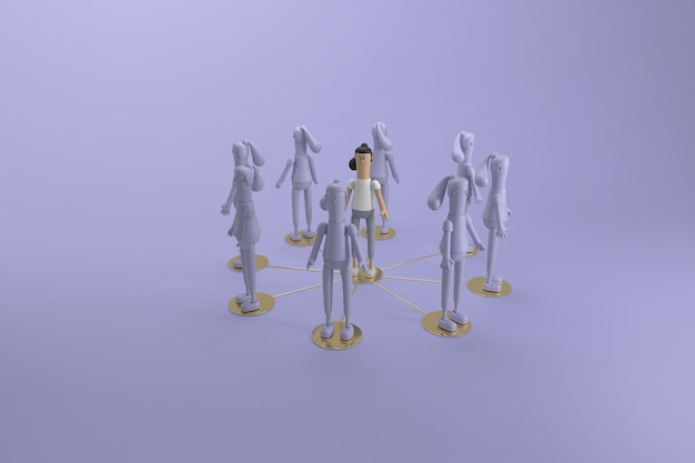 PSD personnage 3d jeune femme au concept d'entreprise