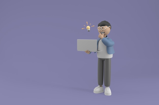 Personnage 3d Jeune Homme Avec Concept D'entreprise